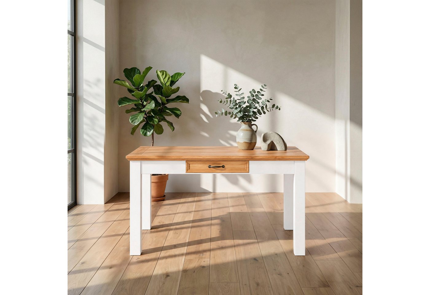 OTTO home Esstisch Selma, mit Schublade, aus massivem Kiefernholz, Breite 140 oder 180 cm – Bild 2 von 5