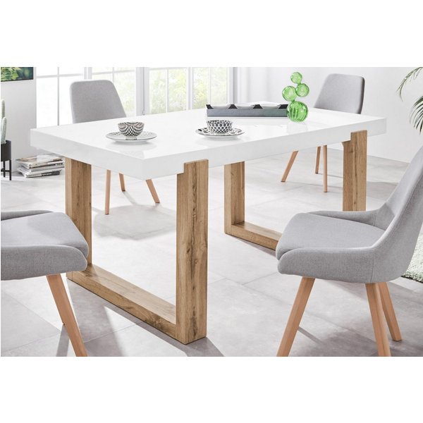 OTTO home Esstisch Solid, weiße hochglanzfarbene Tischplatte, Breite 160 cm