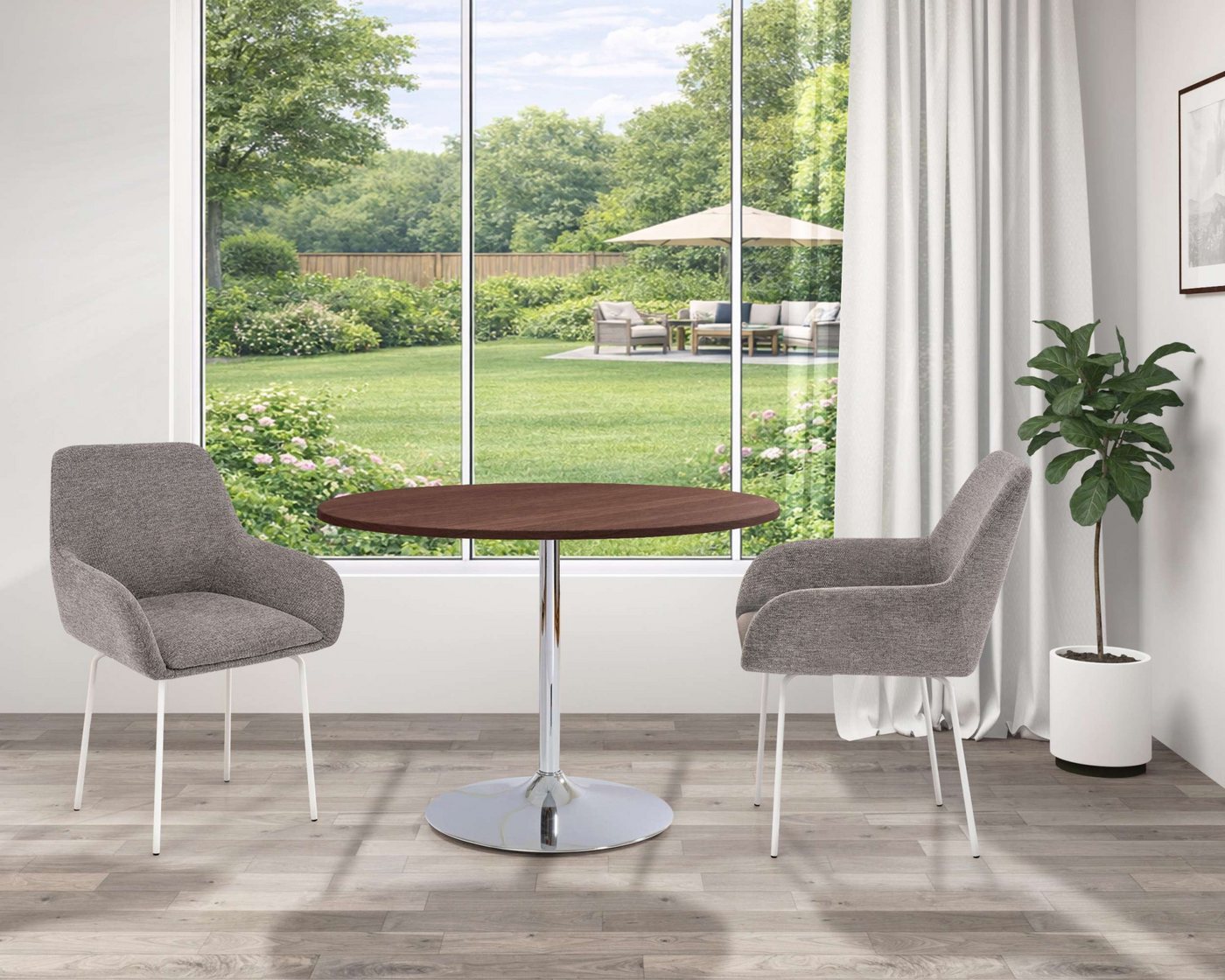 OTTO home Esstisch Trompet, rund, Ø110 cm, Tischplatte Hochglanz oder Holzoptik, Trompetenfuß – Bild 5 von 5