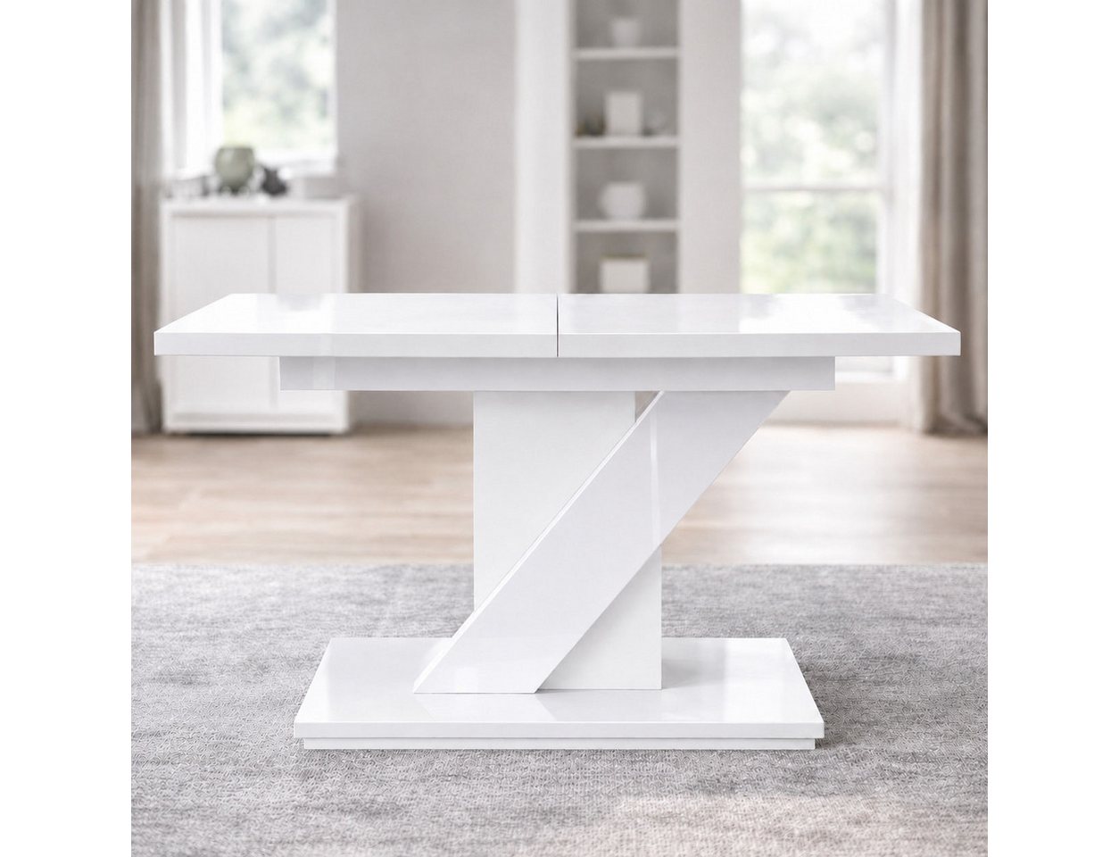 OTTO home Esstisch Veneto, Säulentisch, Speisetisch, Küchentisch, ausziehbar bis 160 cm, Platz für bis zu 6 Personen, verlängerbar durch Einlegeplatte – Bild 2 von 5
