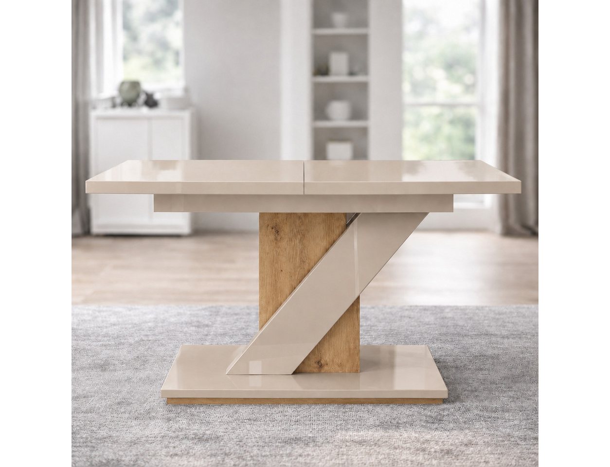 OTTO home Esstisch Veneto, Säulentisch, Speisetisch, Küchentisch, ausziehbar bis 160 cm, Platz für bis zu 6 Personen, verlängerbar durch Einlegeplatte – Bild 2 von 5