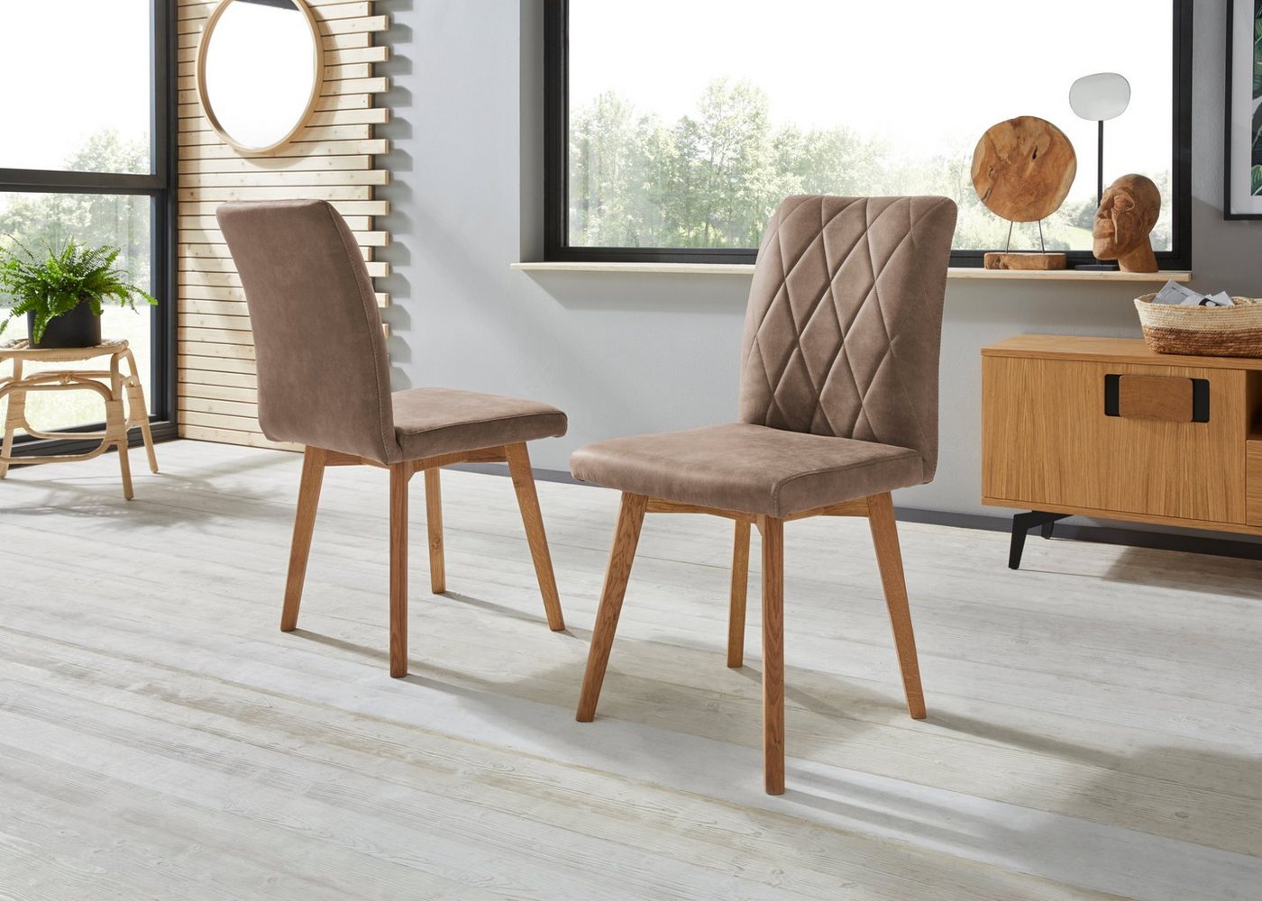 OTTO home Esszimmerstuhl Brest (Set, 2 St), Gestell aus Eiche Massivholz geölt – Bild 2 von 5