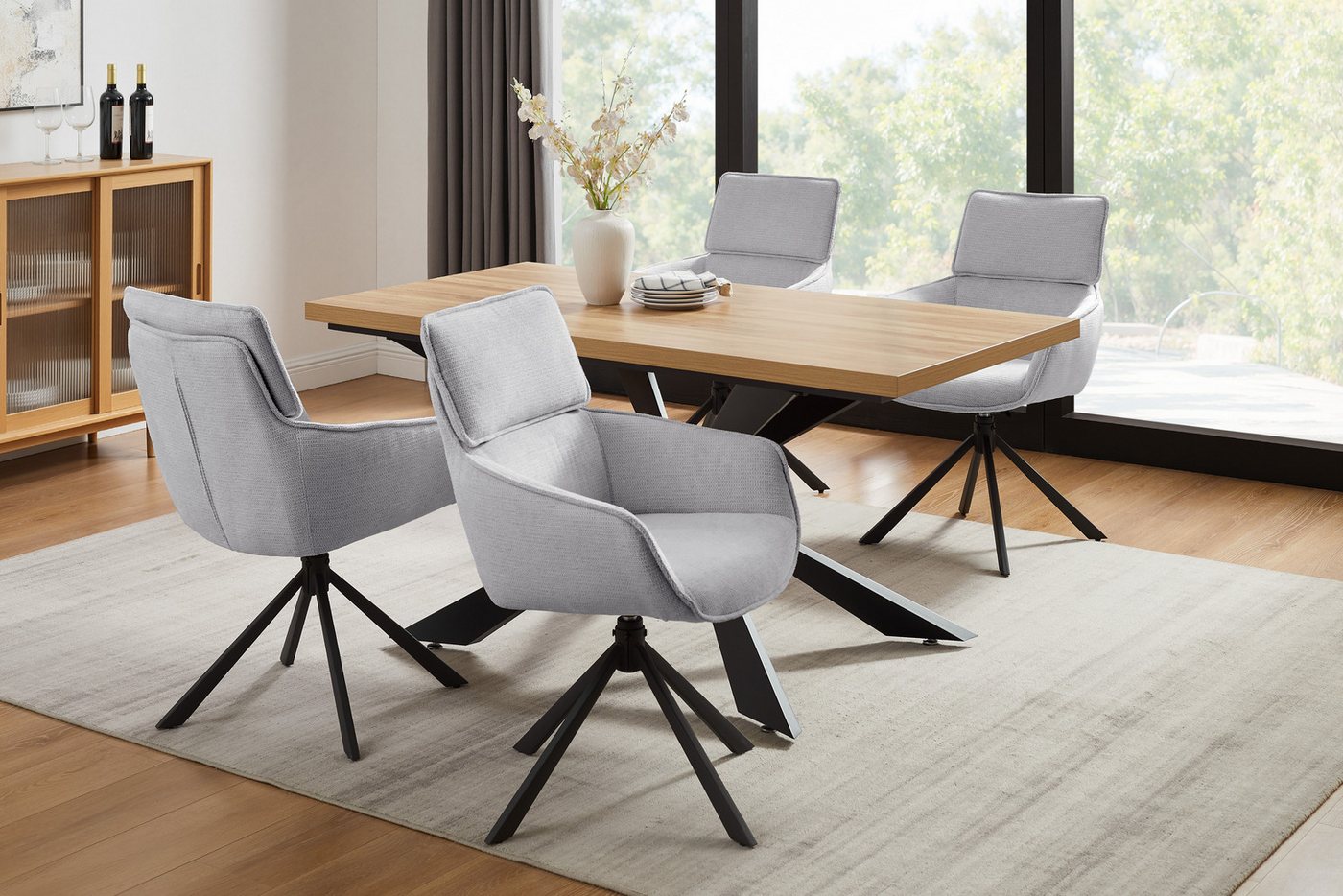 OTTO home Esszimmerstuhl Cusey, 360° drehbar, extra dicke Polsterung, 2er-Set (Set, 2 St), mit 360° Metallfuß, Komfort-Rückenlehne und hautfreundlichem Webstoff – Bild 2 von 5