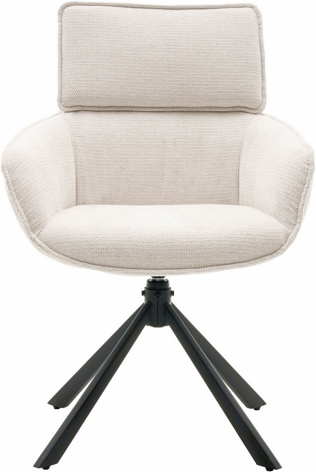 OTTO home Esszimmerstuhl Cusey, 360° drehbar, extra dicke Polsterung, 2er-Set (Set, 2 St), mit 360° Metallfuß, Komfort-Rückenlehne und hautfreundlichem Webstoff – Bild 4 von 5