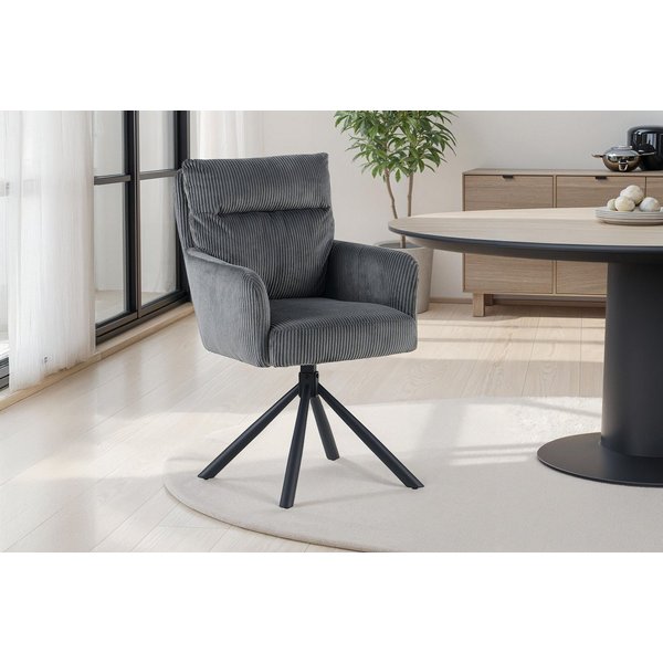 OTTO home Esszimmerstuhl Justin (2er-Set) (Set, 2 St), gemütlicher Sessel mit Taschenfederkern, 360 Grad drehbar, Grob - Cord