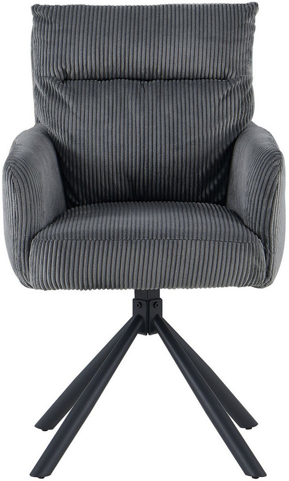 OTTO home Esszimmerstuhl Justin (2er-Set) (Set, 2 St), gemütlicher Sessel mit Taschenfederkern, 360 Grad drehbar, Grob - Cord – Bild 5 von 5