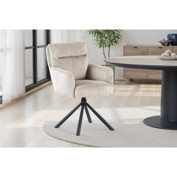 OTTO home Esszimmerstuhl Justin (2er-Set) (Set, 2 St), gemütlicher Sessel mit Taschenfederkern, 360 Grad drehbar, Grob - Cord