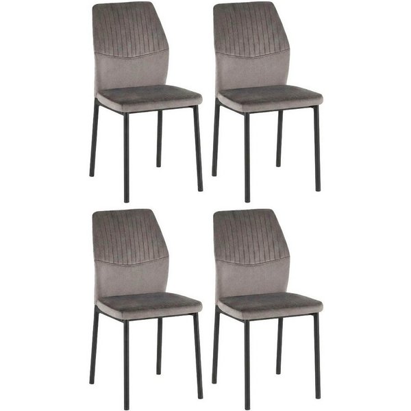 OTTO home Esszimmerstuhl Nora, 4er-Set (Set, 4 St), moderne Samtstühle mit Kontrastnähten und schwarzem Metallgestell