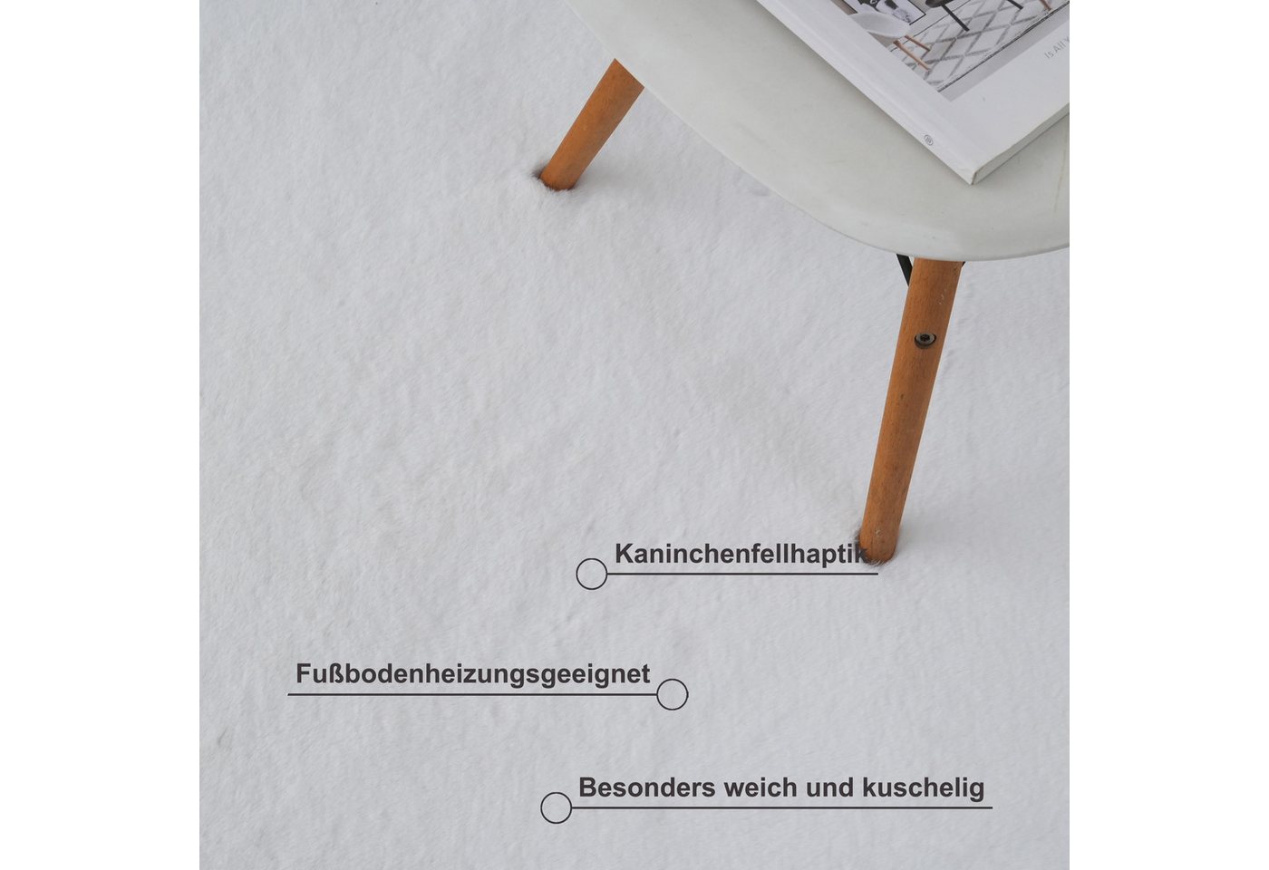 OTTO home Fellteppich Balu, in Standard- und Premium-Qualität, 20 mm oder 38 mm Höhe, rechteckig, Höhe: 20 mm, Kaninchenfell-Haptik, kuschelig, weich, Kunstfell – Bild 5 von 5