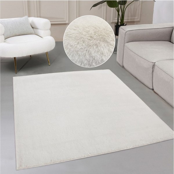 OTTO home Fellteppich Balu, in Standard- und Premium-Qualität, 20 mm oder 38 mm Höhe, rechteckig, Höhe: 20 mm, Kaninchenfell-Haptik, kuschelig, weich, Kunstfell