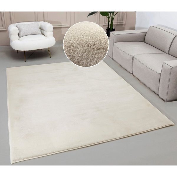 OTTO home Fellteppich Balu, in Standard- und Premium-Qualität, 20 mm oder 38 mm Höhe, rechteckig, Höhe: 20 mm, Kaninchenfell-Haptik, kuschelig, weich, Kunstfell