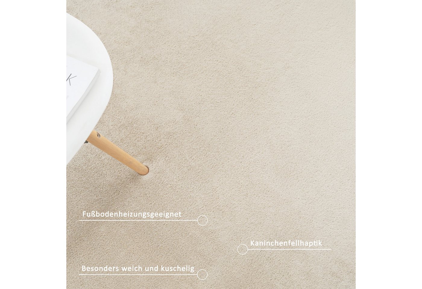 OTTO home Fellteppich Balu, in Standard- und Premium-Qualität, 20 mm oder 38 mm Höhe, rechteckig, Höhe: 20 mm, Kaninchenfell-Haptik, kuschelig, weich, Kunstfell – Bild 5 von 5