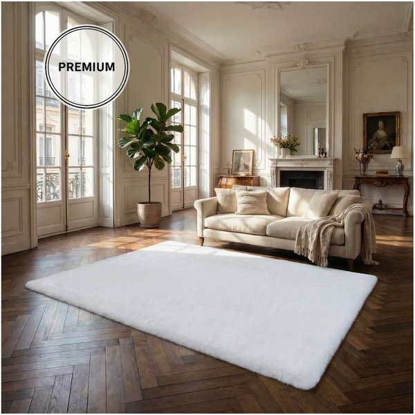 OTTO home Fellteppich Balu, in Standard- und Premium-Qualität, 20 mm oder 38 mm Höhe, rechteckig, Höhe: 20 mm, Kaninchenfell-Haptik, kuschelig, weich, Kunstfell