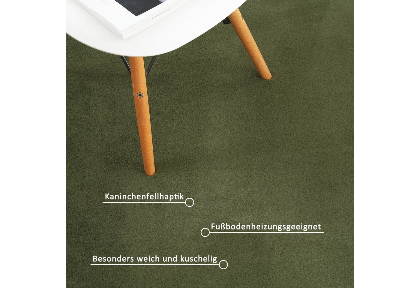 OTTO home Fellteppich Balu, in Standard- und Premium-Qualität, 20 mm oder 38 mm Höhe, rechteckig, Höhe: 20 mm, Kaninchenfell-Haptik, kuschelig, weich, Kunstfell – Bild 5 von 5