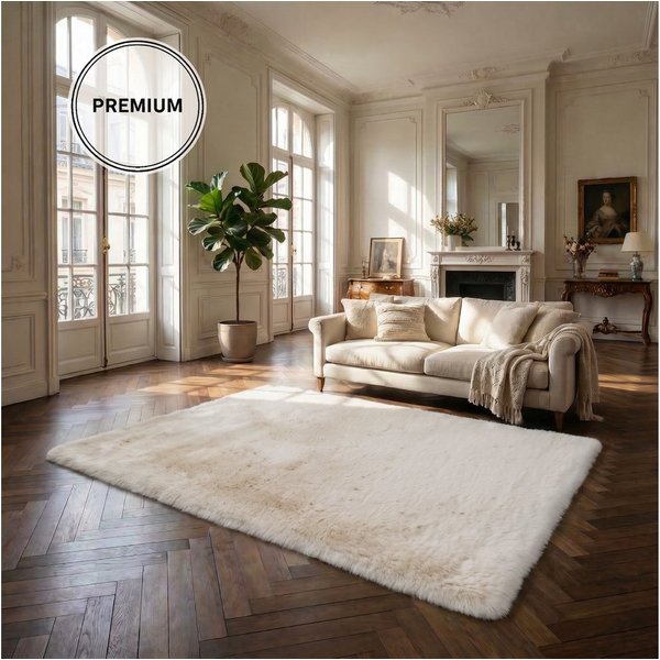 OTTO home Fellteppich Balu, in Standard- und Premium-Qualität, 20 mm oder 38 mm Höhe, rechteckig, Höhe: 20 mm, Kaninchenfell-Haptik, kuschelig, weich, Kunstfell
