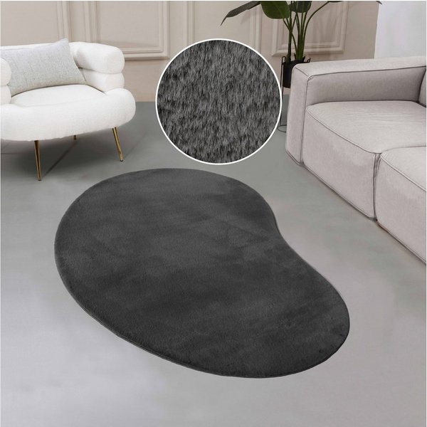 OTTO home Fellteppich Balu Bean, Kaninchenfell, U-förmig, Höhe: 20 mm, Kunstfell Teppich, Modern, weich, Wohnzimmer, Schlafzimmer
