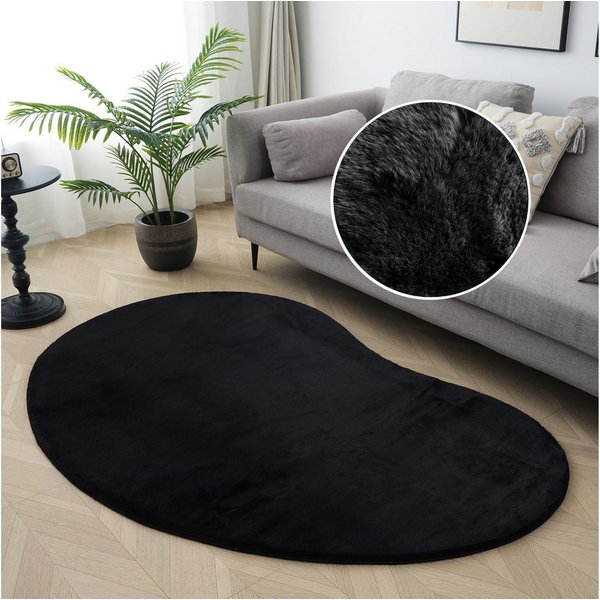 OTTO home Fellteppich Balu Bean, Kaninchenfell, U-förmig, Höhe: 20 mm, Kunstfell Teppich, Modern, weich, Wohnzimmer, Schlafzimmer