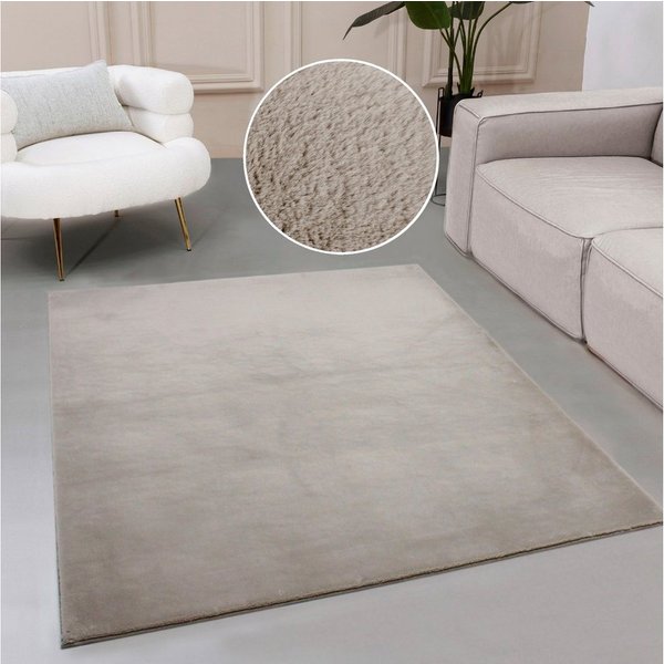OTTO home Fellteppich Balu, in Standard- und Premium-Qualität, 20 mm oder 38 mm Höhe, rechteckig, Höhe: 20 mm, Kaninchenfell-Haptik, kuschelig, weich, Kunstfell