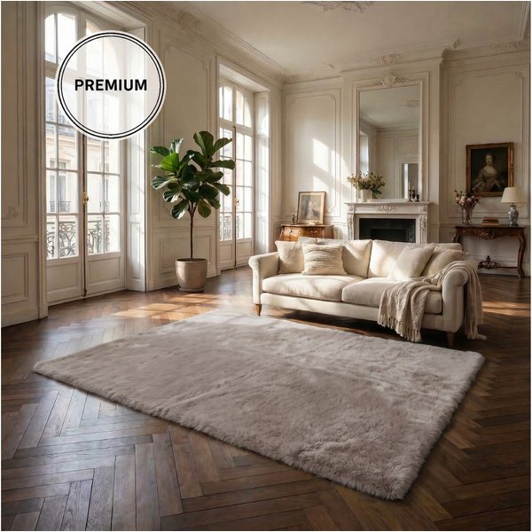 OTTO home Fellteppich Balu, in Standard- und Premium-Qualität, 20 mm oder 38 mm Höhe, rechteckig, Höhe: 20 mm, Kaninchenfell-Haptik, kuschelig, weich, Kunstfell