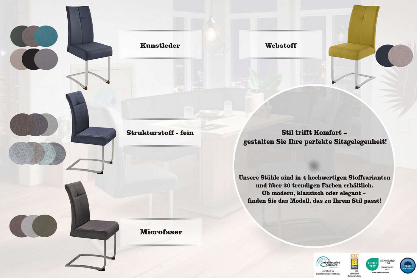 OTTO home Freischwinger Rab (Set, 2 St), Bezug in verschiedenen Qualitäten, maximale Belastbarkeit 120 kg – Bild 3 von 5