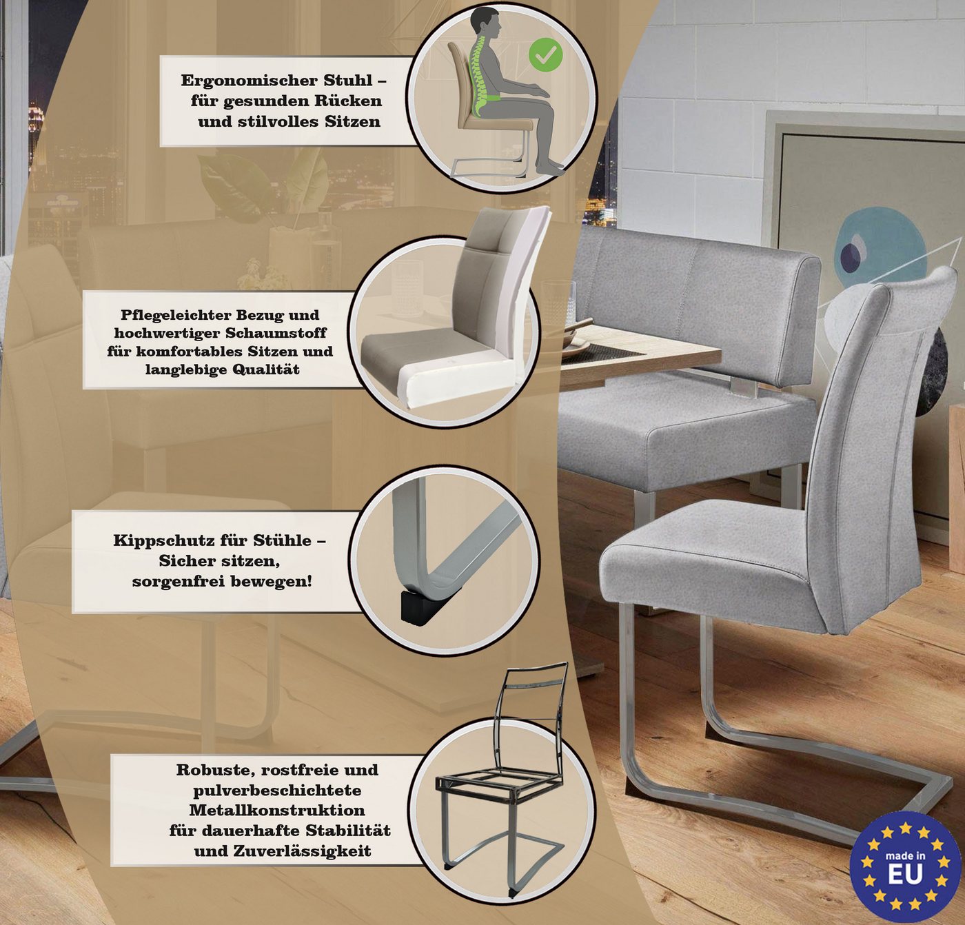 OTTO home Freischwinger Rab (Set, 2 St), Bezug in verschiedenen Qualitäten, maximale Belastbarkeit 120 kg – Bild 4 von 5