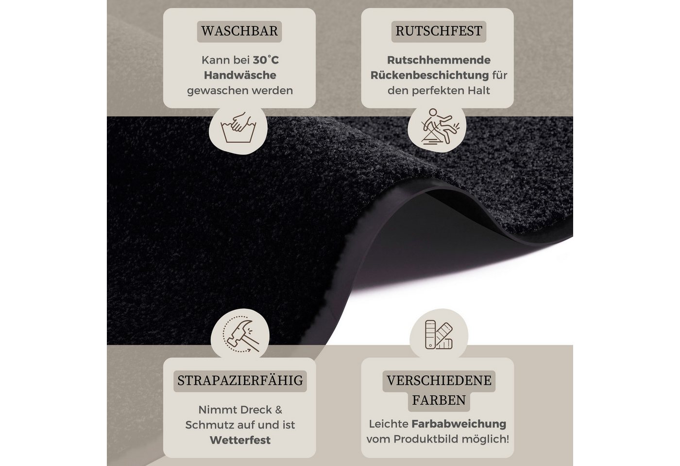 OTTO home Fußmatte Clean & Walk, rechteckig, Höhe: 7 mm, Schmutzfangmatte, Türmatte, In- und Outdoor, Teppich, Läufer, waschbar – Bild 4 von 5