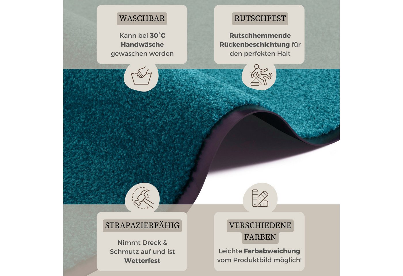 OTTO home Fußmatte Clean & Walk, rechteckig, Höhe: 7 mm, Schmutzfangmatte, Türmatte, In- und Outdoor, Teppich, Läufer, waschbar – Bild 4 von 5