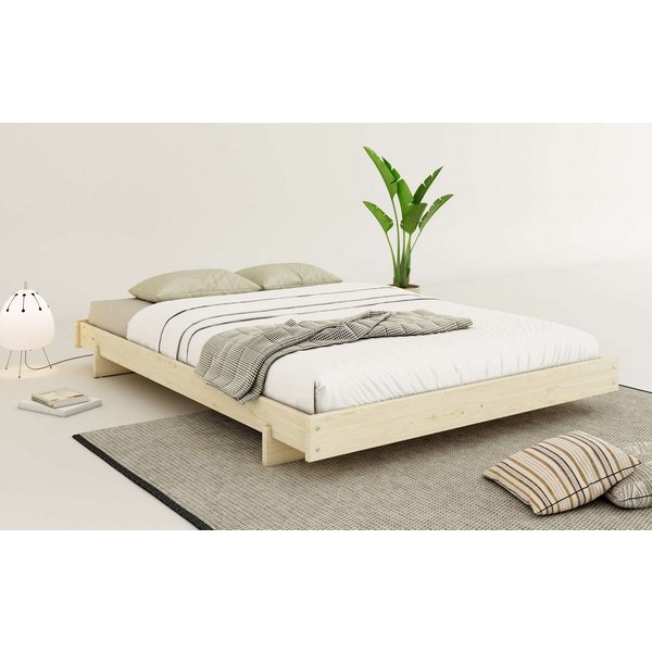 OTTO home Futonbett Senja, Bett, Massivholzbett, minimalistisches Design (B/T/H: 148/205,1/22,6 cm), inklusive Lattenrost, Liegefläche 140x200 cm, aus massiver 