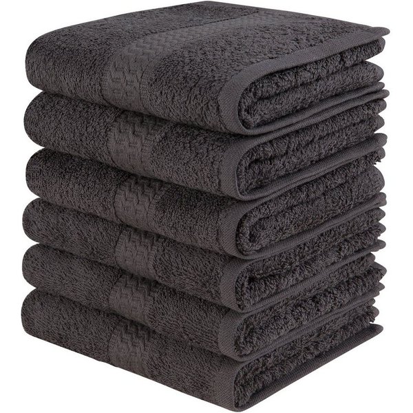 OTTO home Gästehandtücher Juna, als Set und Serie erhältlich, 6 Gästetücher, 30x50cm, Walkfrottee (6-St), 100% Baumwolle, mit Bordüre, Uni-Farben, weich
