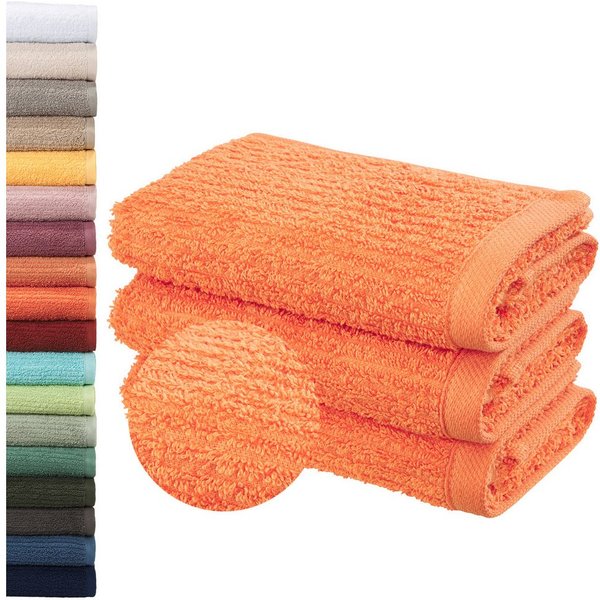 OTTO home Gästehandtücher Riva, 30x50, Premium Handtücher, 500 gr/m², Webfrottier (3-St), Hoch-Tief-Struktur, Streifen, weich, 5 Jahre Garantie