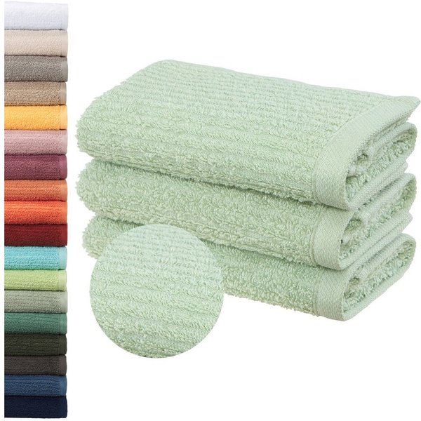 OTTO home Gästehandtücher Riva, 30x50, Premium Handtücher, 500 gr/m², Webfrottier (3-St), Hoch-Tief-Struktur, Streifen, weich, 5 Jahre Garantie