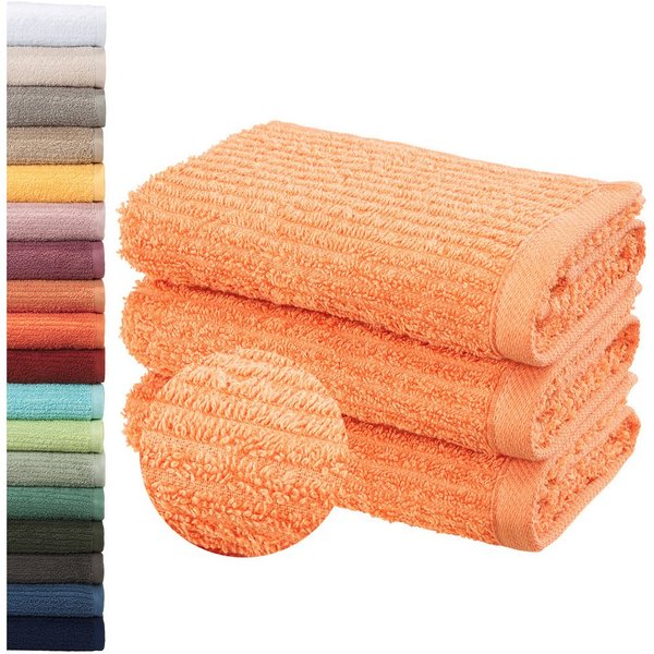 OTTO home Gästehandtücher Riva, 30x50, Premium Handtücher, 500 gr/m², Webfrottier (3-St), Hoch-Tief-Struktur, Streifen, weich, 5 Jahre Garantie