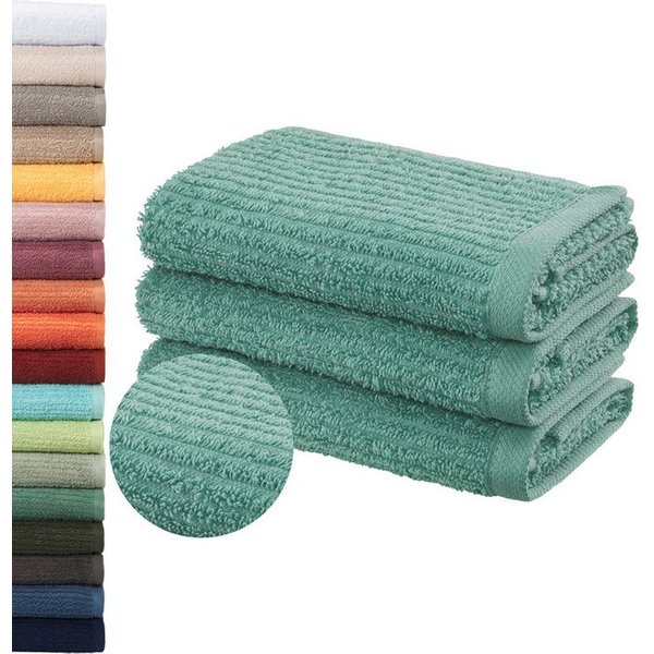 OTTO home Gästehandtücher Riva, 30x50, Premium Handtücher, 500 gr/m², Webfrottier (3-St), Hoch-Tief-Struktur, Streifen, weich, 5 Jahre Garantie