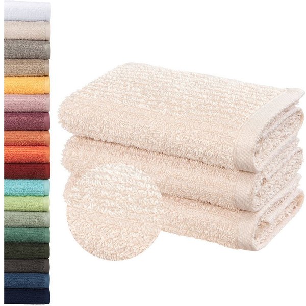 OTTO home Gästehandtücher Riva, 30x50, Premium Handtücher, 500 gr/m², Webfrottier (3-St), Hoch-Tief-Struktur, Streifen, weich, 5 Jahre Garantie