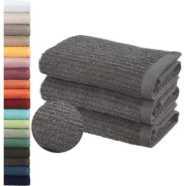OTTO home Gästehandtücher Riva, 30x50, Premium Handtücher, 500 gr/m², Webfrottier (3-St), Hoch-Tief-Struktur, Streifen, weich, 5 Jahre Garantie