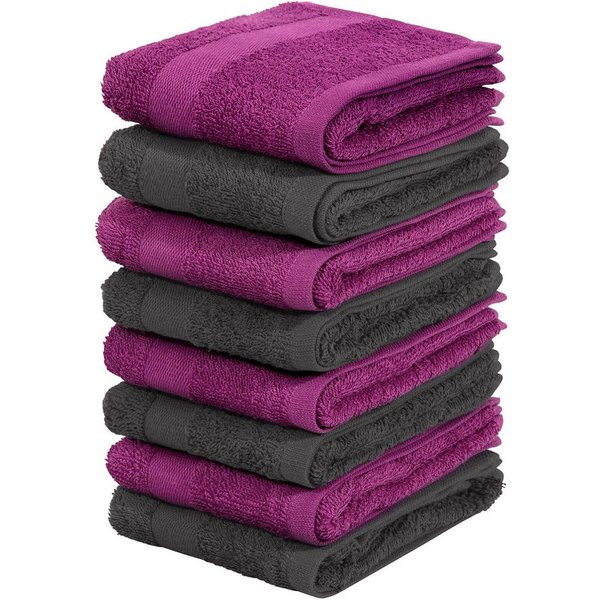 OTTO home Gästehandtücher Vanessa, 8 Gästehandtücher, 30x50cm, in Standard- und Premium-Qualität, Walkfrottee (Set, 8-St), Handtücher mit Bordüre, 100% Baumwoll