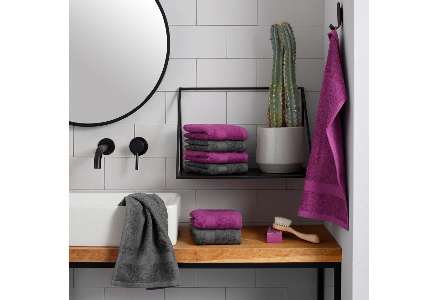 OTTO home Gästehandtücher Vanessa, 8 Gästehandtücher, 30x50cm, in Standard- und Premium-Qualität, Walkfrottee (Set, 8-St), Handtücher mit Bordüre, 100% Baumwoll – Bild 2 von 5