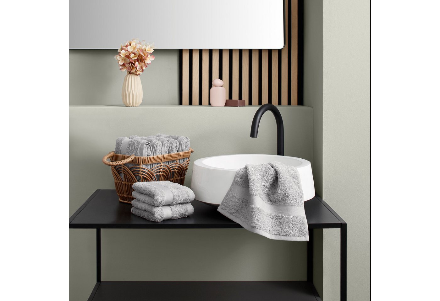 OTTO home Gästehandtücher Vanessa, 8 Gästehandtücher, 30x50cm, in Standard- und Premium-Qualität, Walkfrottee (Set, 8-St), Handtücher mit Bordüre, 100% Baumwoll – Bild 2 von 5