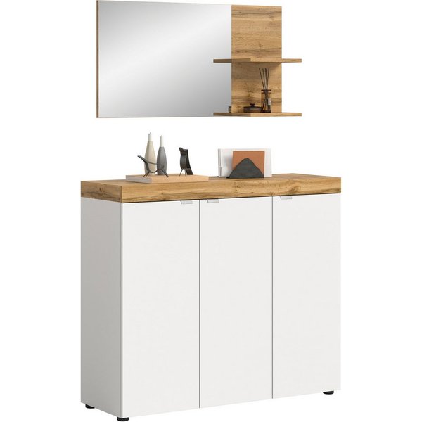 OTTO home Garderoben-Set MAMBO II, 2-teilig, hängend oder stehend montierbar, (2-St., bestehend aus: Schuhschrank & Spiegel), Garderoben-Kombi, Garderobe, Flur,
