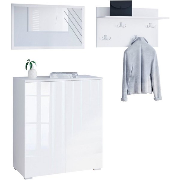 OTTO home Garderoben-Set PARIS/ TOKYO, (Komplett-Set, 3-St), Kompaktgarderobe Breite 150cm mit Spiegel für Ihren Eingangsbereich