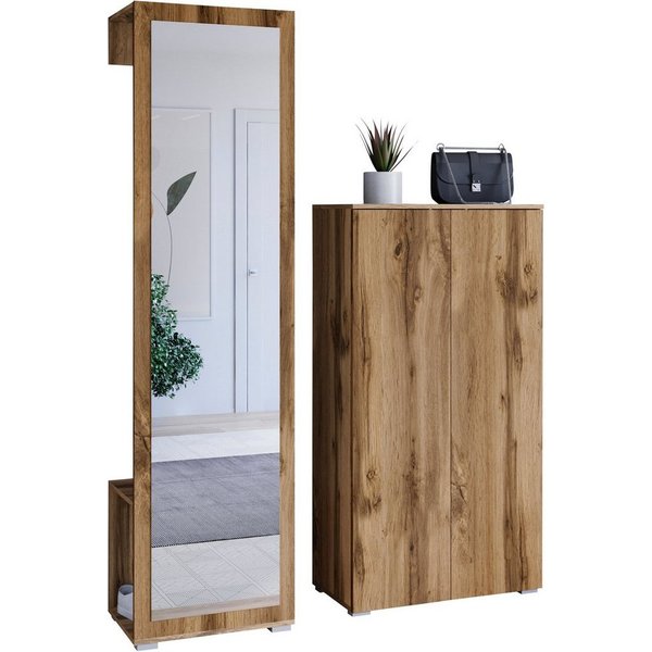 OTTO home Garderoben-Set PARIS/ TOKYO, (Komplett-Set, 2-St), Garderoben-Set Breite 130cm, moderne grifflose Flurmöbel Kleiderstange