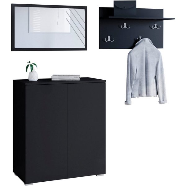 OTTO home Garderoben-Set PARIS/ TOKYO, (Komplett-Set, 3-St), Kompaktgarderobe Breite 150cm mit Spiegel für Ihren Eingangsbereich