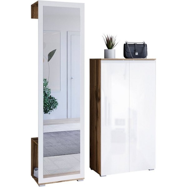 OTTO home Garderoben-Set PARIS/ TOKYO, (Komplett-Set, 2-St), Garderoben-Set Breite 130cm, moderne grifflose Flurmöbel Kleiderstange