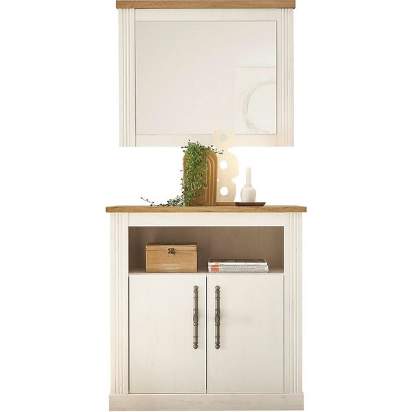 OTTO home Garderoben-Set Westminster, Garderobe im Landhausstil, Komplettset mit viel Stauraum, (2-St), enthält Kommode und Spiegel, in 2 Farben erhältlich, 92 