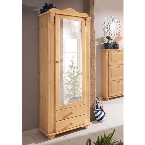 OTTO home Garderobenschrank Adele mit Spiegel, Breite 63 cm, mit 2 Schubladen, aus massiver Kiefer, FSC®