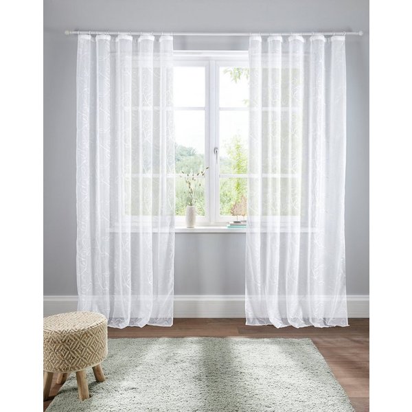 OTTO home Gardine Adele (1 St), Kräuselband, transparent, Voile, transparent, mit floraler Stickerei, Voile