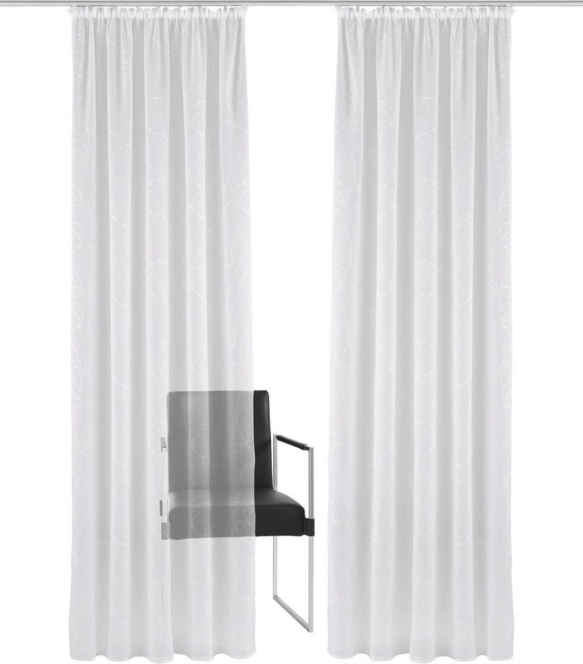 OTTO home Gardine Adele (1 St), Kräuselband, transparent, Voile, transparent, mit floraler Stickerei, Voile – Bild 2 von 5