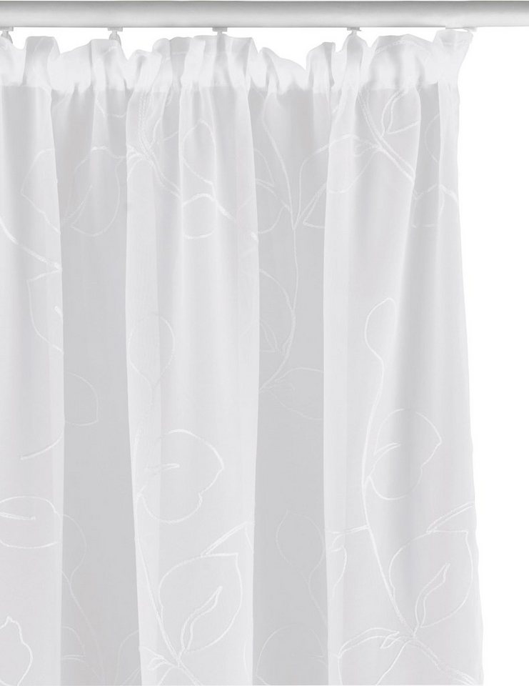 OTTO home Gardine Adele (1 St), Kräuselband, transparent, Voile, transparent, mit floraler Stickerei, Voile – Bild 4 von 5