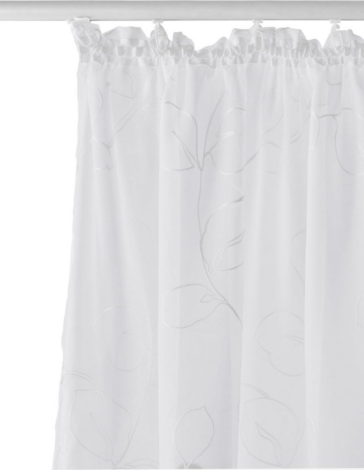OTTO home Gardine Adele (1 St), Kräuselband, transparent, Voile, transparent, mit floraler Stickerei, Voile – Bild 5 von 5