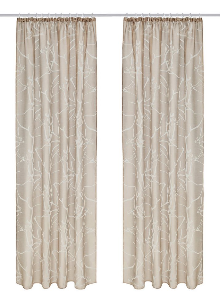 OTTO home Gardine Anna, 1 Stück, Kräuselband, halbtransparent (1 St), Kräuselband, halbtransparent, Ausbrenner, Viskose, Polyester, Äste-Motiv – Bild 2 von 5